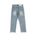 Solid Color Washed Vintage Irregular Hem Jeans Men's American Style Loose Straight Trendy Casual Pants_mkmklike.com