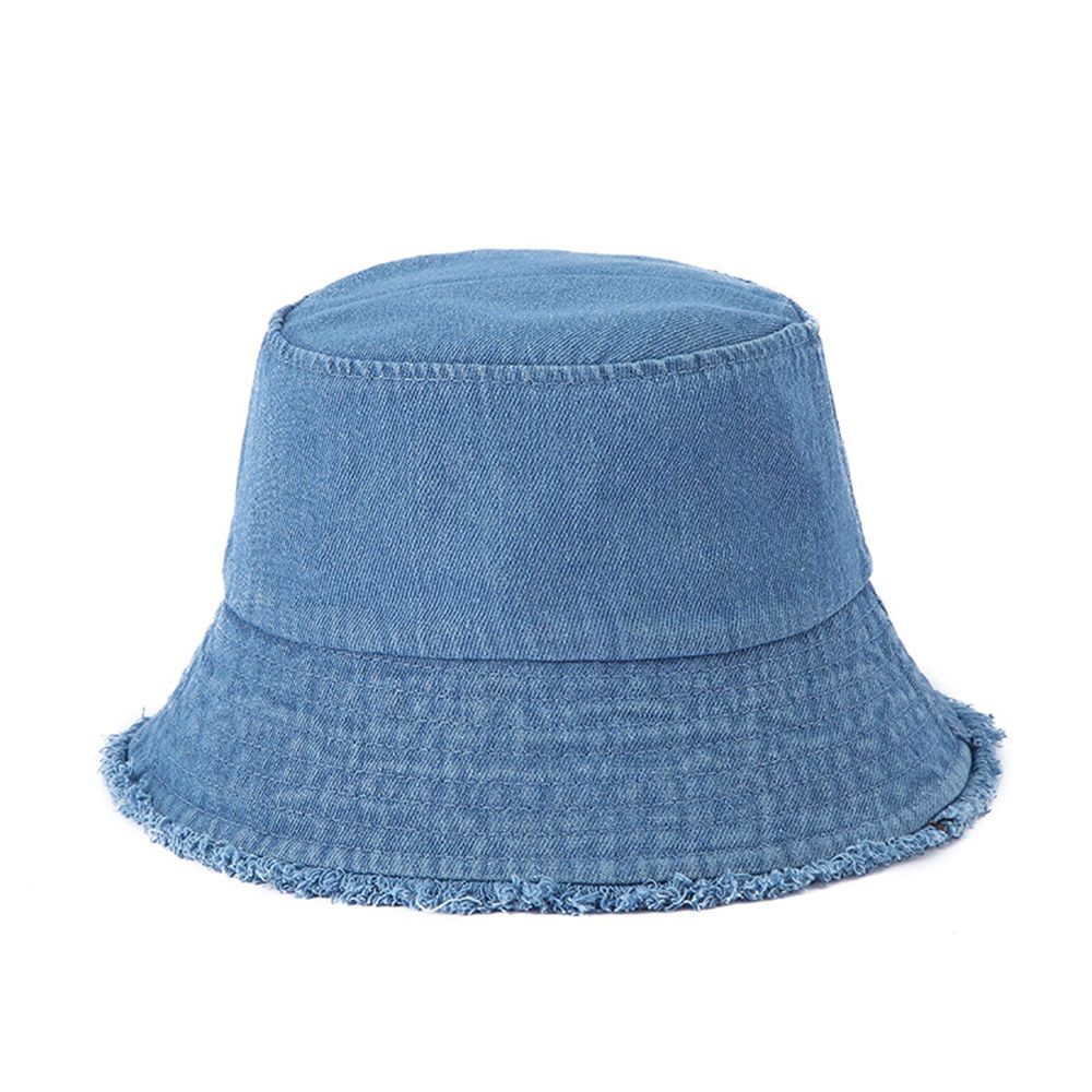 Hot Sale Korean Summer Sun Vintage Denim Bucket for Women Raw Edge Panama Girls Beach Travel Outdoor Reversible Fisherman Hat_mkmklike.com