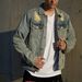 Men’s Slim Fit Ripped Denim Jacket – Distressed Vintage Style, Sizes S-XXL_mkmklike.com