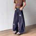 Men's Loose Straight Leg Jeans Cut off Curved Blade 2025 Spring New Style American Retro Letter Print Casual Pants_mkmklike.com