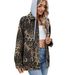 Women's Washed Denim Jacket With Leopard Print - Oversized Casual Coat, Detachable Hood, Streetwear Fashion For Spring_mkmklike.com