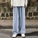 Men's Straight Leg Loose Jeans Drawstring Elastic Waist Casual Wide Leg Pants Spring Summer American Trendy Brand 2026_mkmklike.com