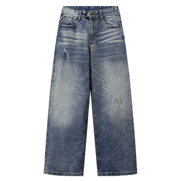 Vintage American Style Washed Straight Leg Jeans For Men & Women - Relaxed Fit Comfortable Cotton Denim Pants All Season_mkmklike.com