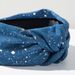 Fashionable Denim Fabric Headband with Creative Polka Dots Wide Edges Knotting High Skull Top Outdoor Shopping Hair Accessories for Women_mkmklike.com