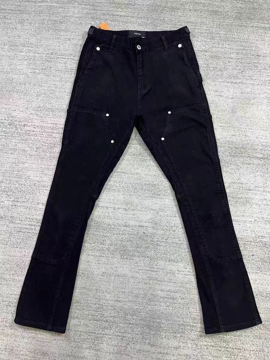 Men's Clothing Independent VUJADE Lumberjack Pants Flared Jeans Washed Rear Zipper Casual Overalls Black Brown Kenijima_mkmklike.com