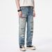 Men's Clothing Personality Multi Hole Patch Jeans Men's Loose Straight High Street Casual Pants American Cool Long Pants_mkmklike.com