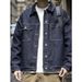 Original Color Washed Denim Jacket, Men's Loose Collar Jacket, Workwear Denim Jacket_mkmklike.com