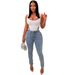 Women's Clothing High End Quality High Elastic Casual Ripped Washed Water Embellished Pearl Slim Fit Small Foot Jeans_mkmklike.com
