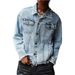 Men's Casual Denim Jacket Trendy Lapel Cardigan Korean Versatile Spring Fashion Slight Stretch Polyester_mkmklike.com
