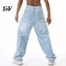 EF JEANS | 2024 New American Light Blue Jeans Daily Versatile Washing Pattern Straight Tube Loose And Simple Men_mkmklike.com
