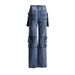 Women's Clothing stretch straight jeans early spring new design big pocket stitching slim denim trousers women_mkmklike.com