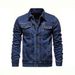 Men's Slim Fit Denim Jacket Spring Versatile With Slight Stretch Polyester Fabric_mkmklike.com
