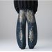 American Trendy Brand Washed Old Ink Splashing Tie-dye Ripped Scimitar Jeans Men's Spring New Wide-leg Trousers Tide_mkmklike.com