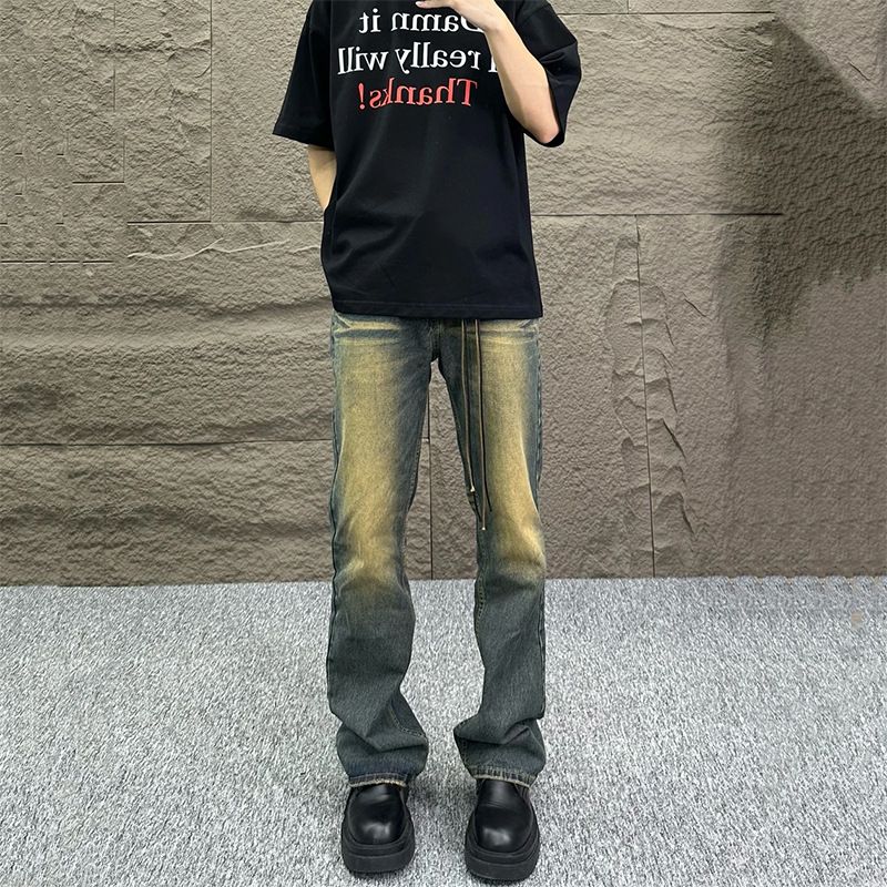 Nordmann High Street Retro Jeans For Men Washed Vintage Straight-Leg Slightly Flared Casual Autumn Winter Trendy Loose Cool Long_mkmklike.com