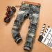 Men's Retro Slim Fit Straight Leg Stretch Jeans Trendy Long Pants Motorcycle Casual Fashion Polyester Standard Thickness_mkmklike.com