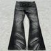 Men's Gothic Flared Jeans Retro Washed Denim Pants With Double Waistband Y2k Vintage High Street Style_mkmklike.com