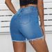 European And American Cross-border Summer New Vintage Stretch Ripped Raw Edge Denim Cycling Pants_mkmklike.com
