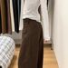 Brown Curved Hem Jeans For Women, Early Autumn Style, Plus Size, High-waisted, Loose Fit, Hip-covering, Slimming,_mkmklike.com