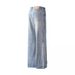 Vintage Wide-Leg Flared Jeans For Men - High Waist Relaxed Fit Straight Denim Pants, Classic Blue & Light Blue Wash_mkmklike.com