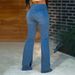 Women's Clothing Denim Flared Pants European American Style Crossover Elastic Waist Hip Lifting Design Women's Clothing_mkmklike.com