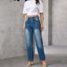 Women’s Clothing spot high waist slim retro blue crease loose straight jeans casual pants_mkmklike.com