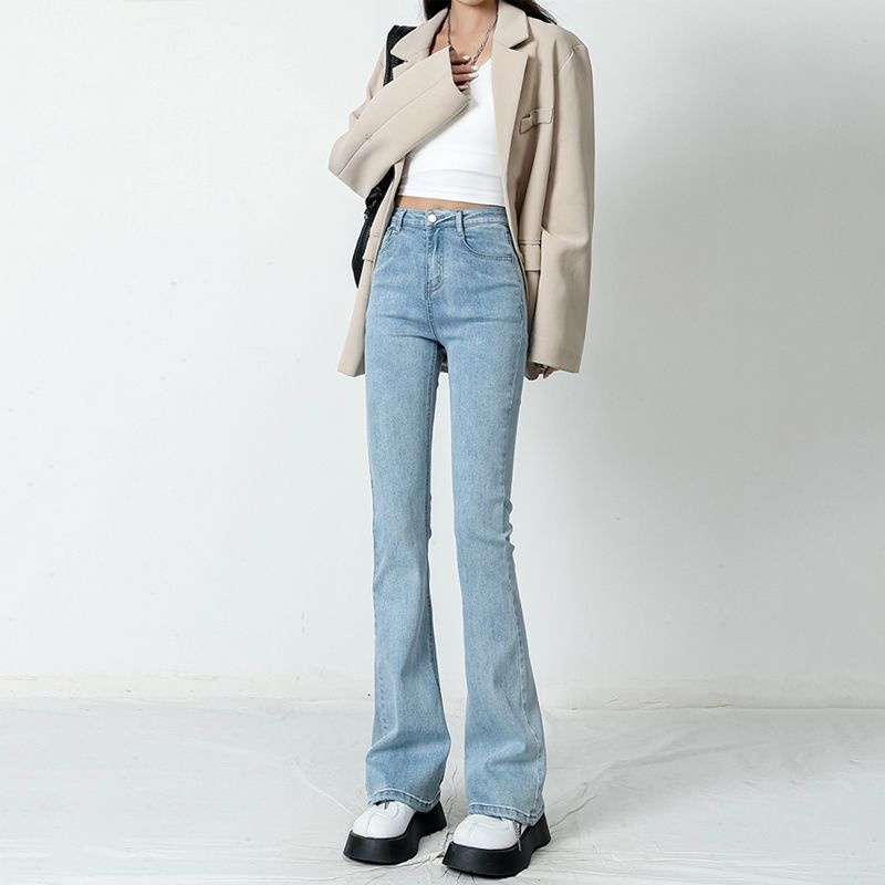 Women's High-Waisted Flared Jeans – Stretchy, Slimming, & Floor-Length For Petite To Plus Size_mkmklike.com
