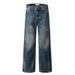 Lushangshuai Fashion Vibe Style American High Street Lightning Pattern Washed Jeans Men's Straight Wide-Leg Pants_mkmklike.com