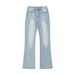 Men's Cleanfit Straight Slight Flare Blue Jeans - Slim Fit, Vintage Wash, High Street Vibe_mkmklike.com