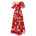 ELLE ELLE D3266 Cross-Border Women's Fashion 2024 New Stylish Elegant Tie African Plus Size Short Sleeve Flared Export Dress_mkmklike.com