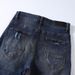 Men's Clothing Street Fashion Jeans Blue Vintage Skinny Ripped Leather Patch Jeans_mkmklike.com