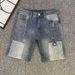 Men's Personalized Patchwork Denim Shorts Summer Trendy Loose Straight Leg Mid-Length Casual Five Point Pants_mkmklike.com
