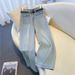 Women's Clothing Light Blue High-Waisted Wide Leg Jeans For Women Plus Size Loose Fit Slimming Petite Pear Shaped Straight Leg Jeans_mkmklike.com