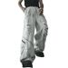 Men's Clothing High Street Work Jeans Men's Ripped Trousers Punk Washed Old Retro Mopping Hip Hop Wide Leg Pants_mkmklike.com