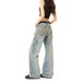 Retro American Washed Denim Straight Leg Jeans Distressed Ripped Loose Fit for Men And Women Summer Trendy Street Style_mkmklike.com