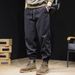 Shirt Less Clothing American Retro Overalls Men's Autumn Loose Large Size Men's Heavy Splicing Trendy Tied Casual Pants_mkmklike.com