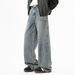 Pulse American Street Style Washed Vintage Jeans For Men 2025 New Spring Autumn Casual Loose Wide-Leg Straight Long Pants_mkmklike.com