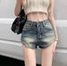 Women's Low-Waisted Skinny Denim Shorts Summer Sexy Stretch Bodycon Hot Pants American Retro Washed Style_mkmklike.com