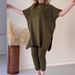 Women's Clothing new autumn round neck bat shirt large size loose sweater casual two piece set_mkmklike.com