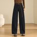 Clair Fleece-Lined Warm Denim Scimitar Draped Loose Slimming Casual Long 2025 Winter High-Waisted Wide-Leg Pants_mkmklike.com