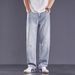 Ripped Jeans Men's Straight Loose Harlan Tide Brand Retro Wash Fattened Trousers Wide Legs American_mkmklike.com