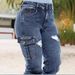 European American Cross-border Foreign Trade Women's Ripped Stretch Skinny Jeans With Elastic Cuffs And Multiple Pockets_mkmklike.com