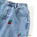 Summer New Women's Light Blue Washed Cherry Embroidered Jeans mid Waist Elastic Slimming Wide Leg Straight Leg Pants_mkmklike.com
