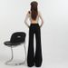 Orange Silk Women's Clothing#Black Flared Denim Pants, Spring High-waisted Stretchy Versatile Slimming Hot Girl Wide-leg_mkmklike.com