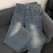 Men's High Street Washed Straight-Leg Jeans – Vintage Blue Denim Pants With Relaxed Fit (S-3XL, Classic Wash)_mkmklike.com