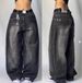 Women's Clothing Black And Gray Denim Wide Leg Pants Jazz Dance Pants High Waist Retro Niche Design Denim Jeans_mkmklike.com