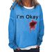 Women's Clothing I'M OKAY printed sweatshirt women's loose bat long sleeve top_mkmklike.com