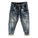 Men's Clothing Workwear Jeans Loose Retro High Street Straight Leg Pants Multiple Pockets Vintage Washed Denim Comfortable Stretch Casual Streetwear_mkmklike.com