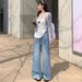 K New Jeans, Children's Casual Micro Flared Pants, Loose And Versatile, Casual Floor Length_mkmklike.com