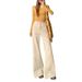 Shisanxing 2026 Spring New Khaki Old Money Style Women's High-Waisted Flared Jeans, Not Tight-Fitting Bell-Bottom Pants_mkmklike.com