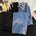 Multi-Pocket Workwear Jeans – Hong Kong Style Loose Fit With Drawstring Waist (Blue/Black)_mkmklike.com
